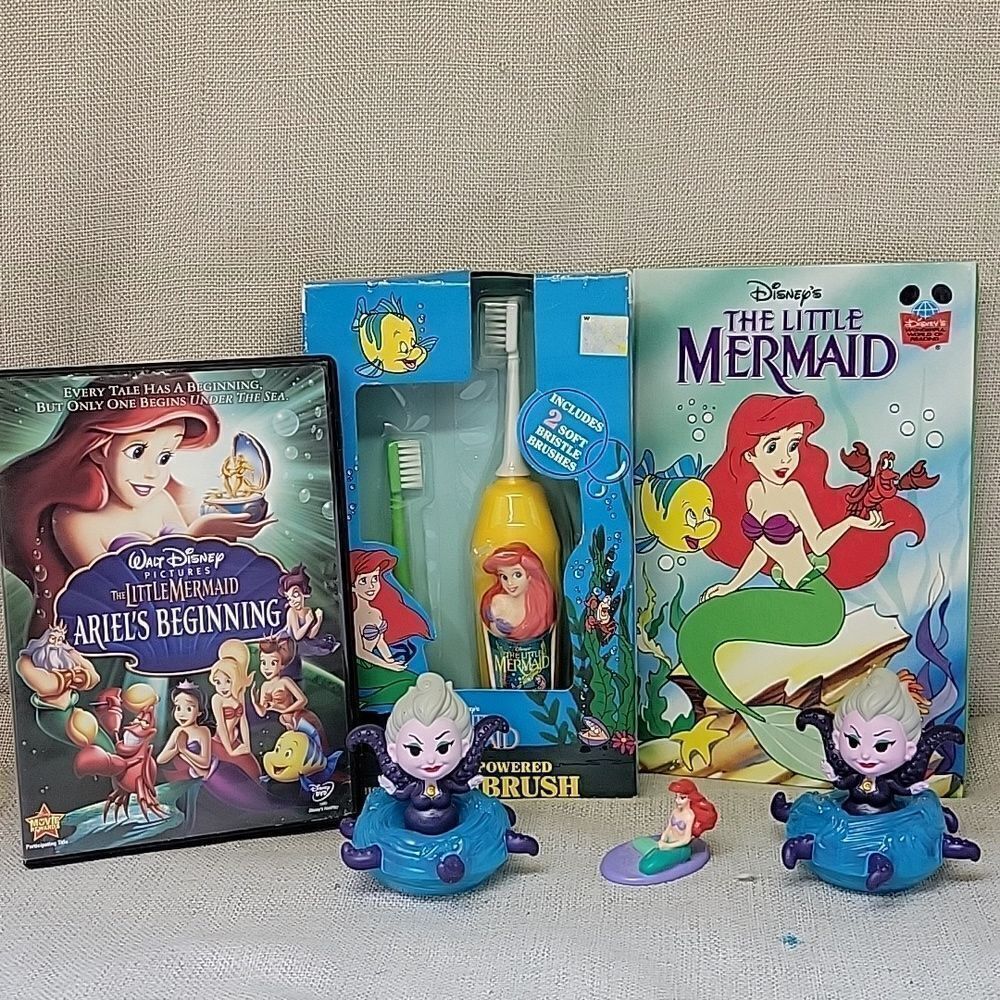 Little Mermaid Toothbrush, DVD,‎ book and Ursula figures